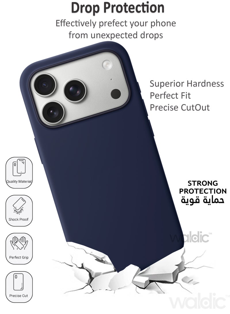 Waldic Apple iPhone 17 Pro Premium Case | Premium Silicone Case Cover Designed for Apple iPhone 17 Pro   | Apple iPhone 17 Pro Case Camera and Drop Protection Thin Protective Back Cover Case for Apple iPhone 17 Pro - Dark Blue - Image 4